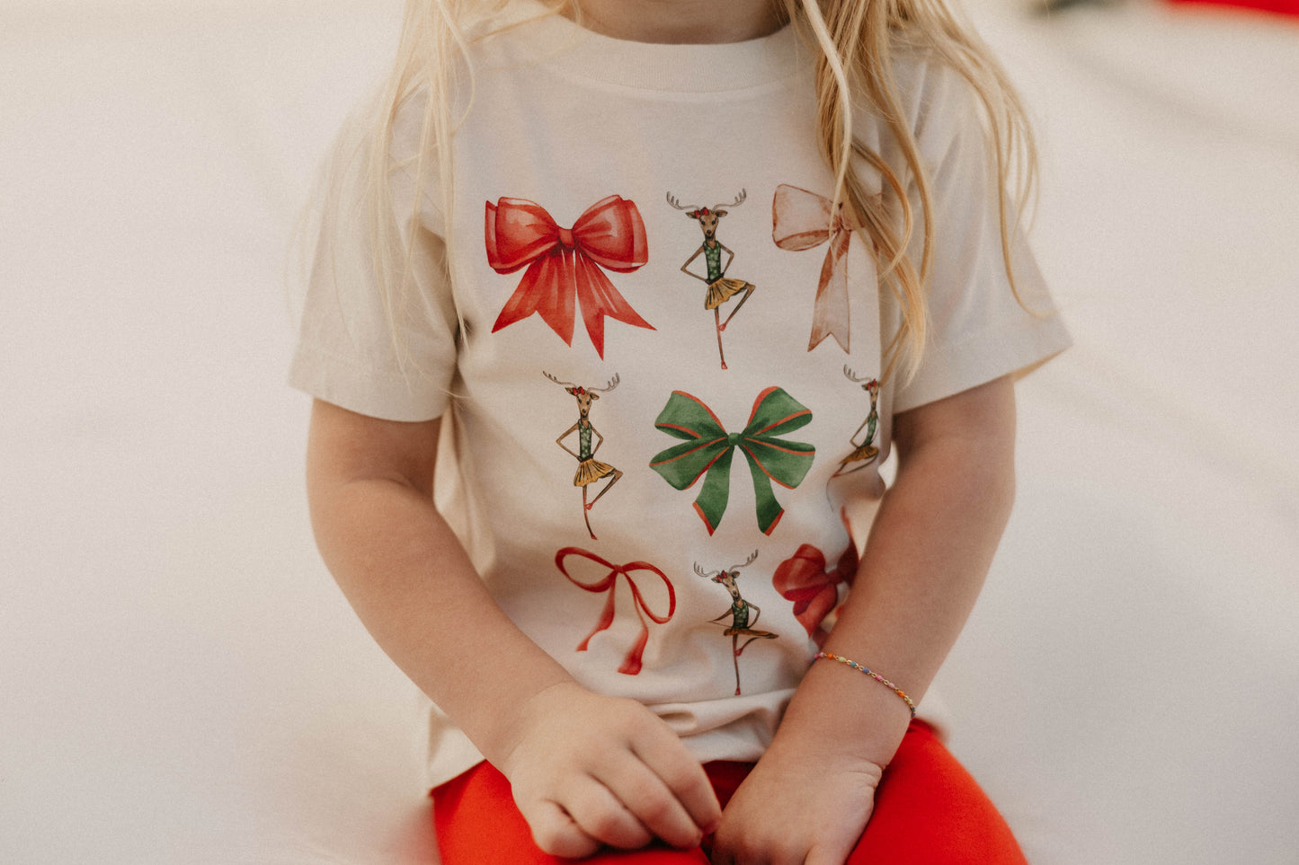 Bows & Rosies Kids & Adult Cream Graphic Tee