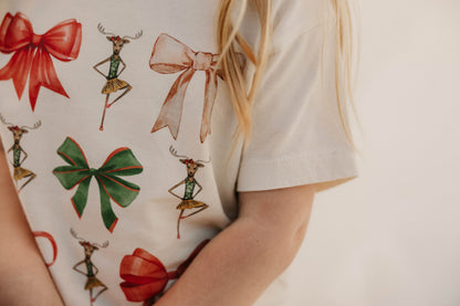 Bows & Rosies Kids & Adult Cream Graphic Tee