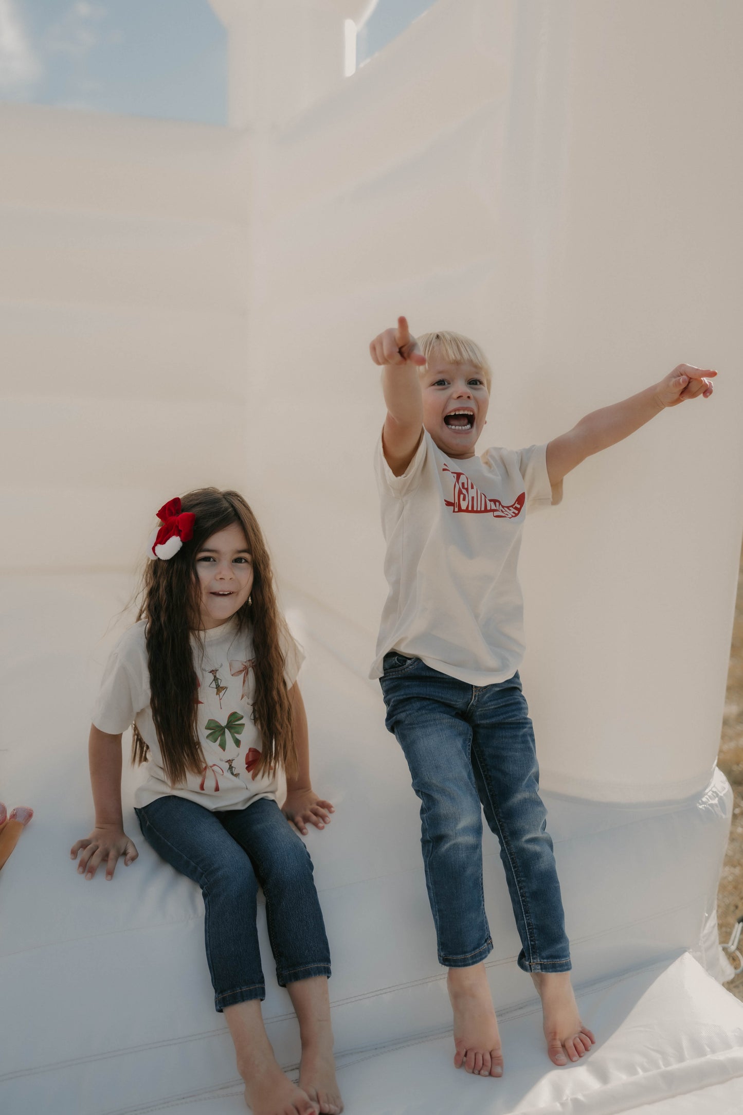 Bows & Rosies Kids & Adult Cream Graphic Tee